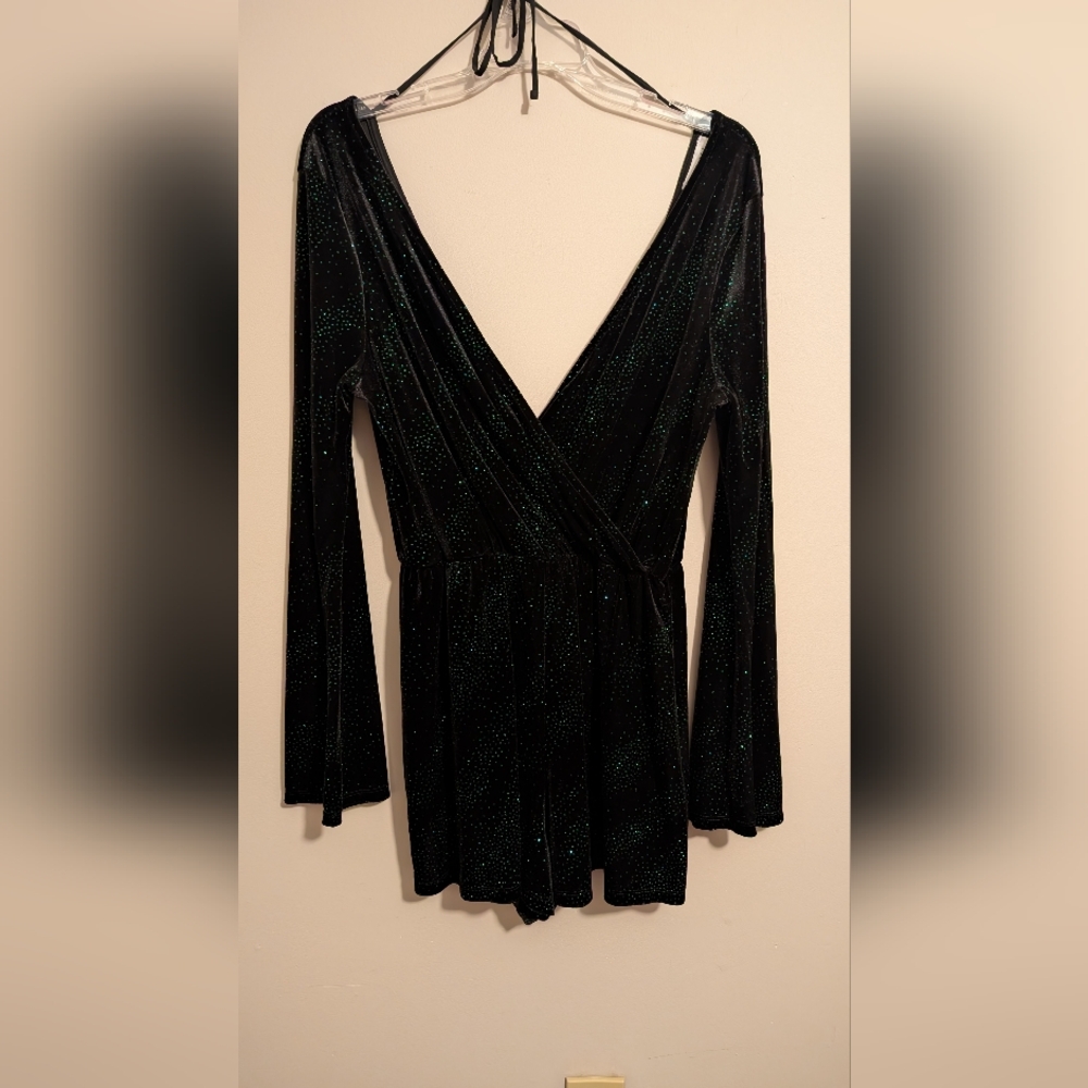 Topshop Holiday Romper Velvet Long Sleeve
